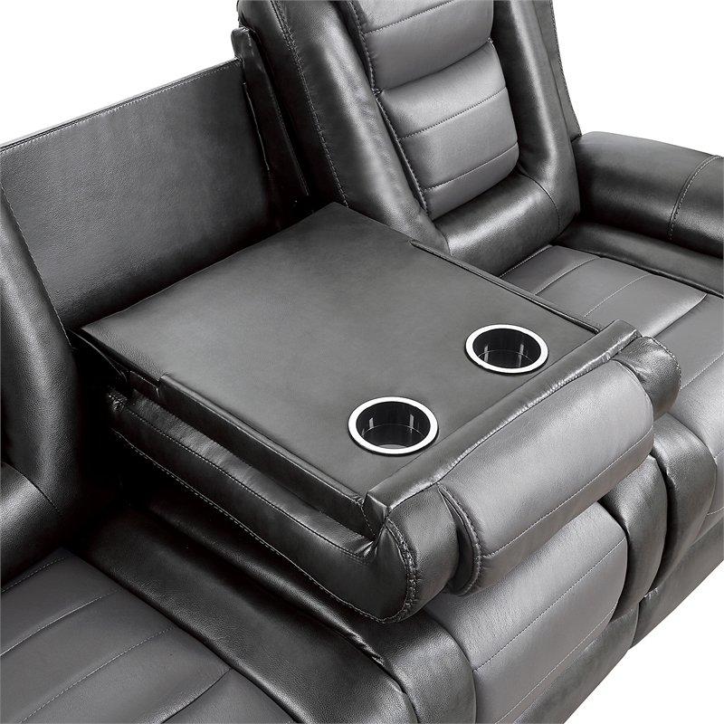 Lexicon Briscoe Faux Leather 2-Piece Manual Reclining Sofa Set in Gray