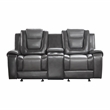 Lexicon Briscoe Faux Leather 2-Piece Manual Reclining Sofa Set in Gray