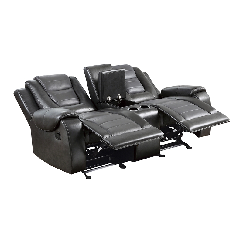 Lexicon Briscoe Faux Leather 2-Piece Manual Reclining Sofa Set in Gray