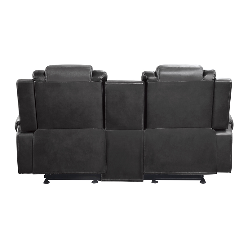 Lexicon Briscoe Faux Leather 2-Piece Manual Reclining Sofa Set in Gray