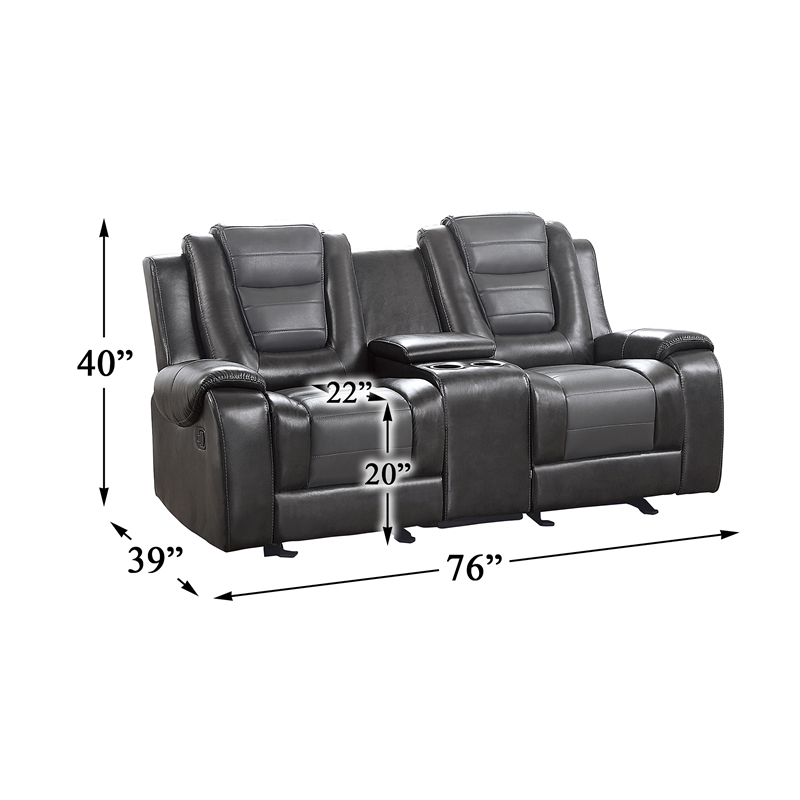 Lexicon Briscoe Faux Leather 2-Piece Manual Reclining Sofa Set in Gray
