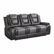 Lexicon Briscoe Faux Leather 2-Piece Manual Reclining Sofa Set in Gray