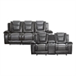 Lexicon Briscoe Faux Leather 2-Piece Manual Reclining Sofa Set in Gray