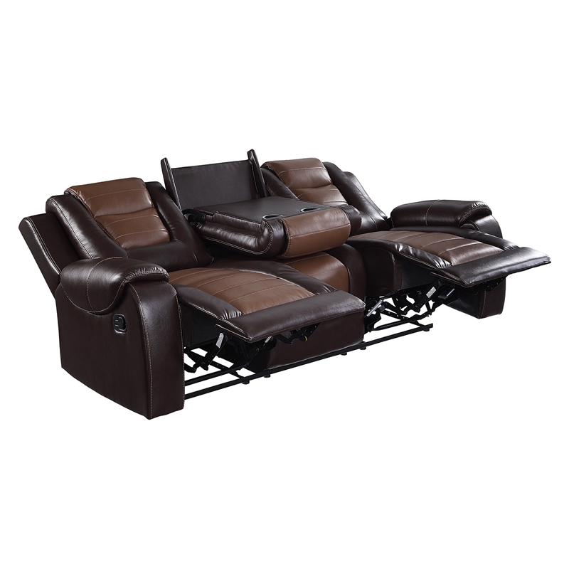Lexicon Briscoe Faux leather 2-Piece Manual Reclining Sofa Set in 2-Tone Brown