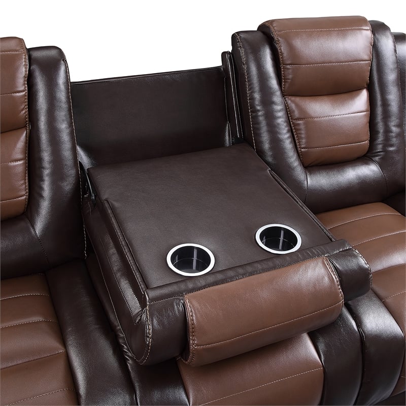 Lexicon Briscoe Faux leather 2-Piece Manual Reclining Sofa Set in 2-Tone Brown