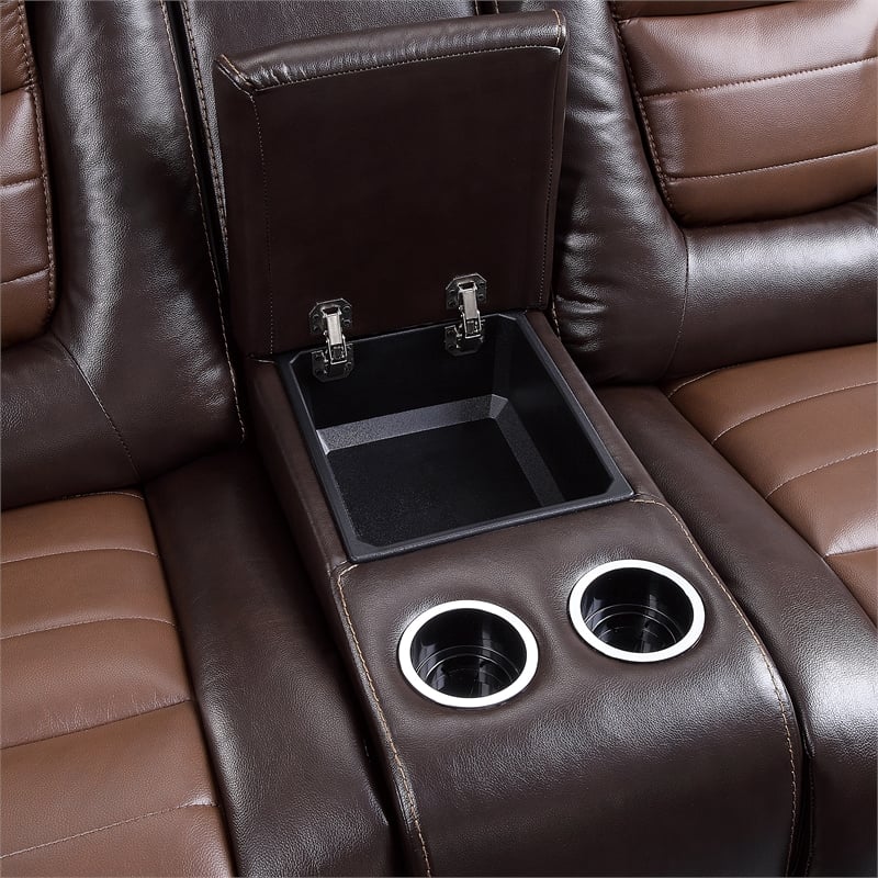 Lexicon Briscoe Faux leather 2-Piece Manual Reclining Sofa Set in 2-Tone Brown