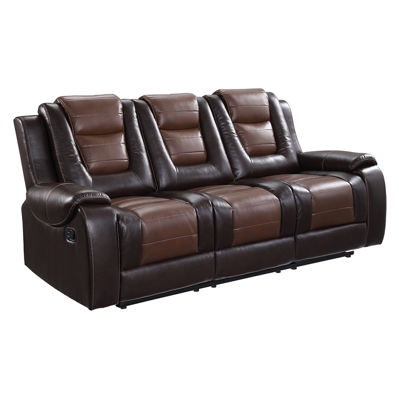 Lexicon Briscoe Faux leather 2-Piece Manual Reclining Sofa Set in 2-Tone Brown