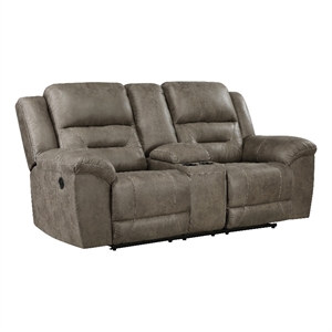 Lexicon Hazen Microfiber Manual Double Reclining Love Seat in Brown