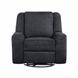 Lexicon Monterey Chenille Upholstered Swivel Reclining Chair in Ebony