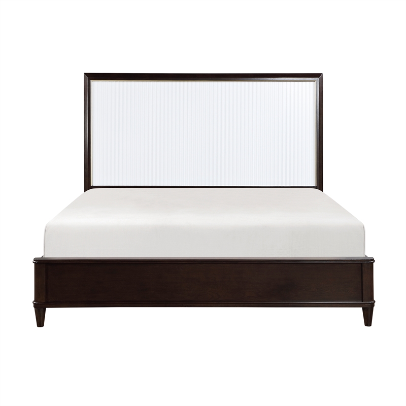 Lexicon Niles Wood Queen Bed in 2-Tone with Gold Trim (White & Cherry)