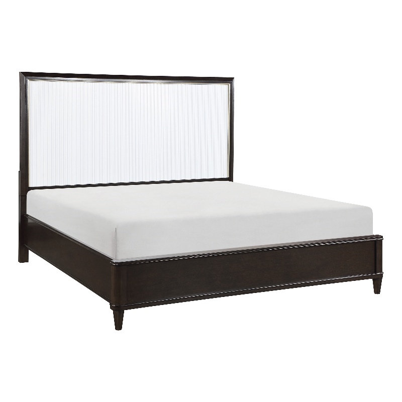 Lexicon Niles Wood Queen Bed in 2-Tone with Gold Trim (White & Cherry)