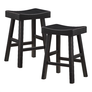 Lexicon Caspian Solid Wood 24&quot Stool in Black Finish