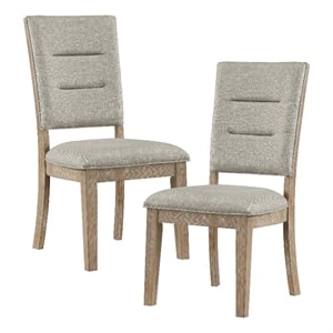 Lexicon Aberdeen Wood and Fabric Dining Room Side Chair in Beige (Set of 2)