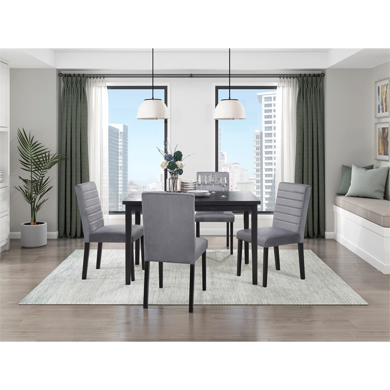 Lexicon Andreas 5-Piece Wood and Velvet Upholstery Dining Set in Gray