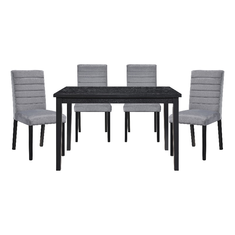 Lexicon Andreas 5-Piece Wood and Velvet Upholstery Dining Set in Gray