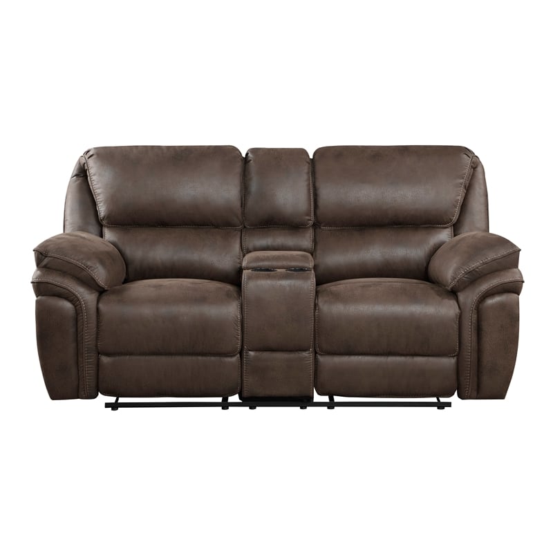 Lexicon Proctor Microfiber Manual Double Reclining Love Seat  in Brown