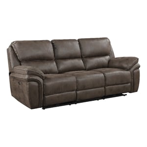 Lexicon Proctor Microfiber Power Double Reclining Sofa in Brown