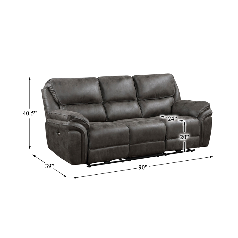 Lexicon Proctor 2-Piece Microfiber Power Reclining Sofa Set in Gray