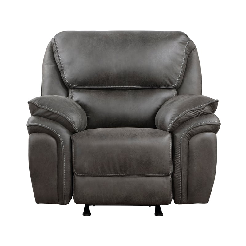 Lexicon Proctor Microfiber Manual Rocker Reclining Chair in Gray