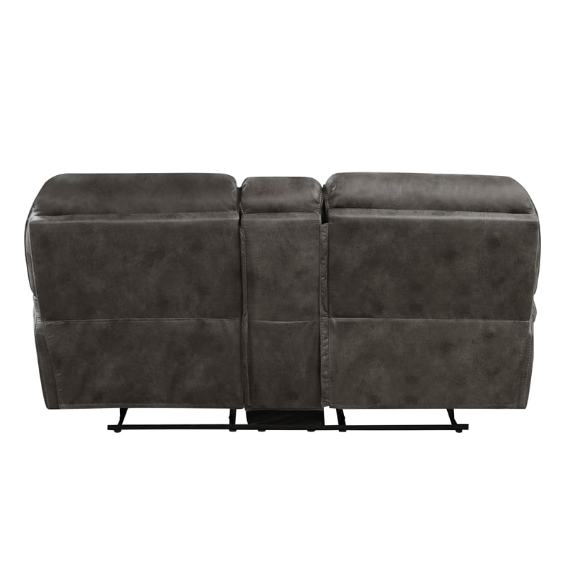 Lexicon Proctor Microfiber Manual Double Reclining Love Seat in Gray