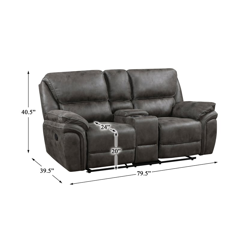 Lexicon Proctor Microfiber Manual Double Reclining Love Seat in Gray