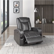 Lexicon Turbo Faux Leather Power Reclining Chair with Storage Arms in Gray