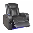 Lexicon Turbo Faux Leather Power Reclining Chair with Storage Arms in Gray