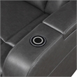 Lexicon Turbo Faux Leather Power Reclining Chair with Storage Arms in Gray