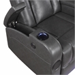 Lexicon Turbo Faux Leather Power Reclining Chair with Storage Arms in Gray