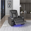 Lexicon Turbo Faux Leather Power Reclining Chair with Storage Arms in Gray