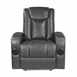 Lexicon Turbo Faux Leather Power Reclining Chair with Storage Arms in Gray