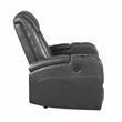 Lexicon Turbo Faux Leather Power Reclining Chair with Storage Arms in Gray