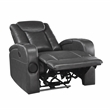 Lexicon Turbo Faux Leather Power Reclining Chair with Storage Arms in Gray
