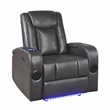 Lexicon Turbo Faux Leather Power Reclining Chair with Storage Arms in Gray