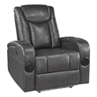 Lexicon Turbo Faux Leather Power Reclining Chair with Storage Arms in Gray