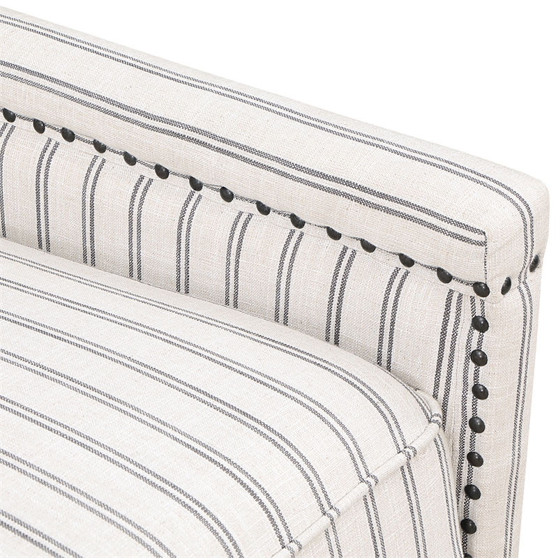 Lexicon Landrum Fabric Upholstery Reclining Chair in Beige & Gray Striped