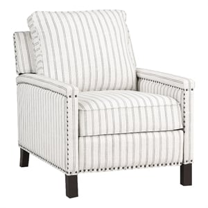 Lexicon Landrum Fabric Upholstery Reclining Chair in Beige & Gray Striped