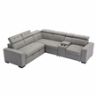Lexicon Farrah Polished Microfiber 3-Piece Sofa with Pull-out bed in Light Gray