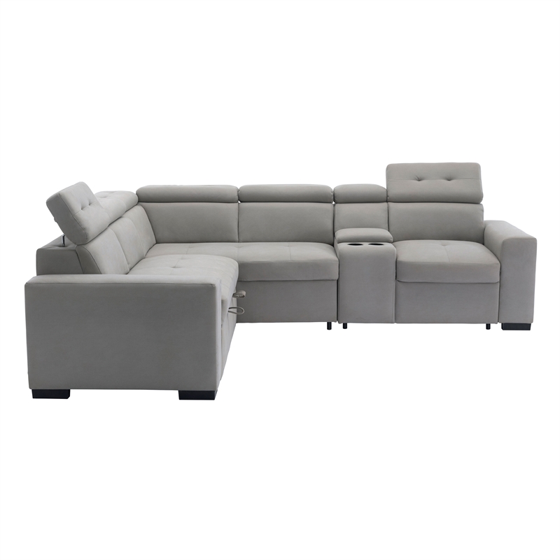 Lexicon Farrah Polished Microfiber 3-Piece Sofa with Pull-out bed in Light Gray