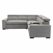Lexicon Farrah Polished Microfiber 3-Piece Sofa with Pull-out bed in Light Gray