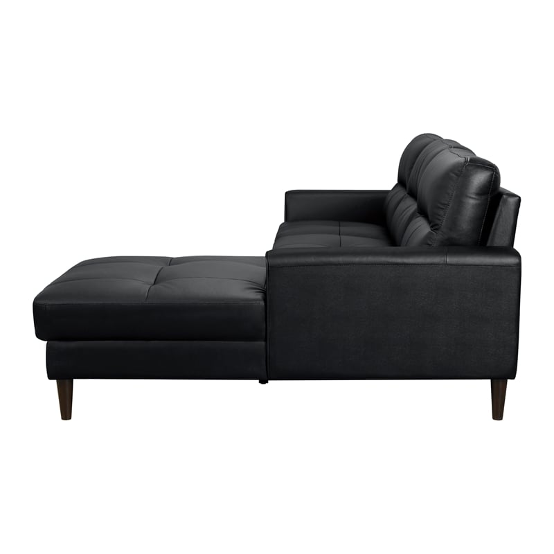 Lexicon Lewes 2-Piece Leather Match Sectional with Right Chaise in Black