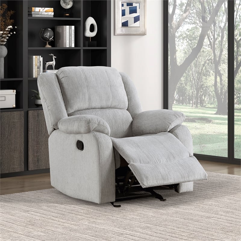 Lexicon Fairview Chenille Upholstered Glider Manual Recliner Chair in Gray