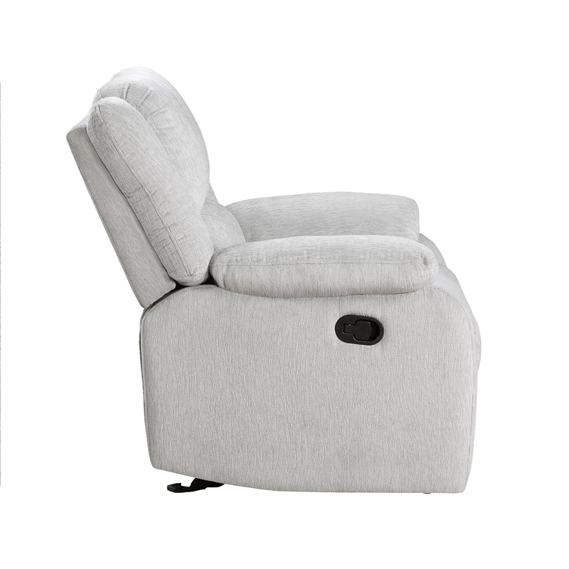 Lexicon Fairview Chenille Upholstered Glider Manual Recliner Chair in Gray
