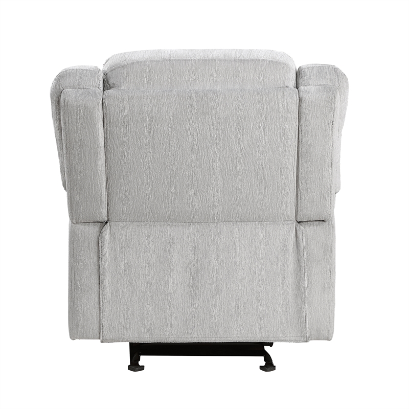 Lexicon Fairview Chenille Upholstered Glider Manual Recliner Chair in Gray