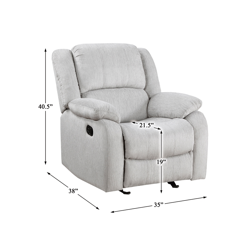 Lexicon Fairview Chenille Upholstered Glider Manual Recliner Chair in Gray
