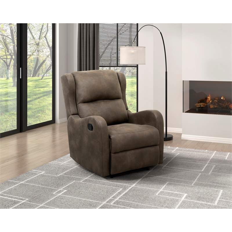 Lexicon Durant Polished Microfiber Manual Recliner Chair in Brown