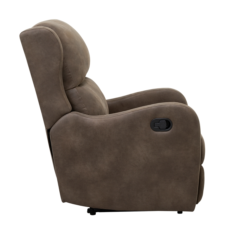 Lexicon Durant Polished Microfiber Manual Recliner Chair in Brown