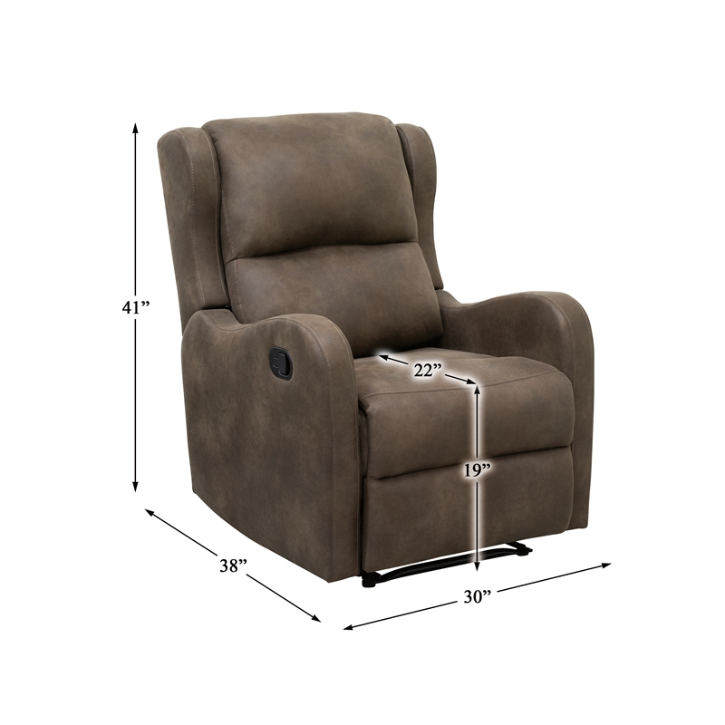 Lexicon Durant Polished Microfiber Manual Recliner Chair in Brown
