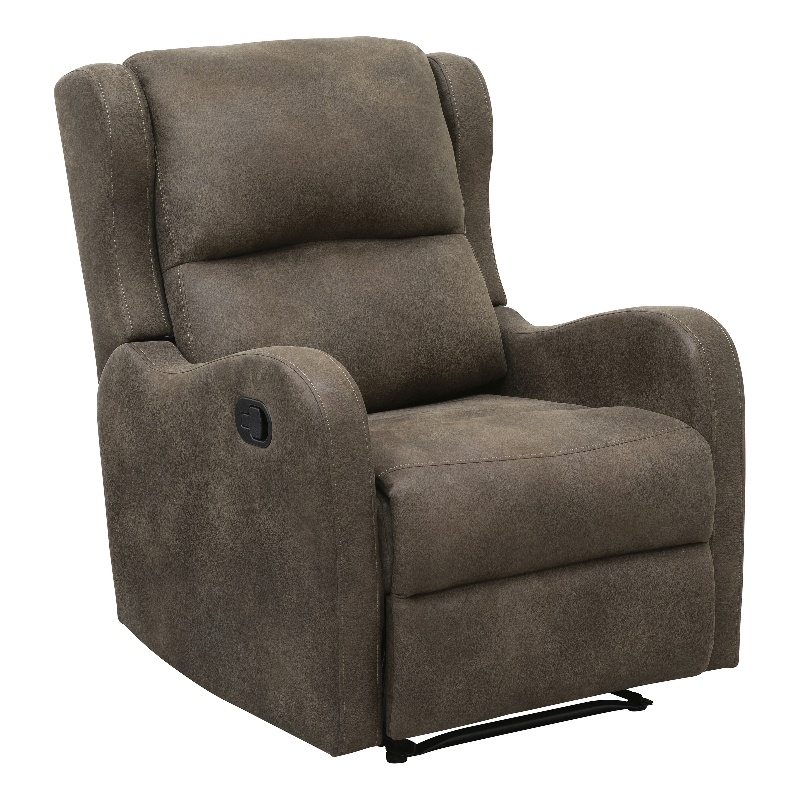Lexicon Durant Polished Microfiber Manual Recliner Chair in Brown