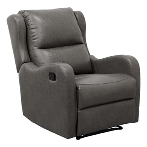 Lexicon Durant Faux Leather Manual Recliner Chair in Gray